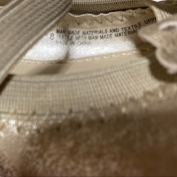 Cherokee gold/tan ballet flat shoes with bow/strap - Picture 7 of 9